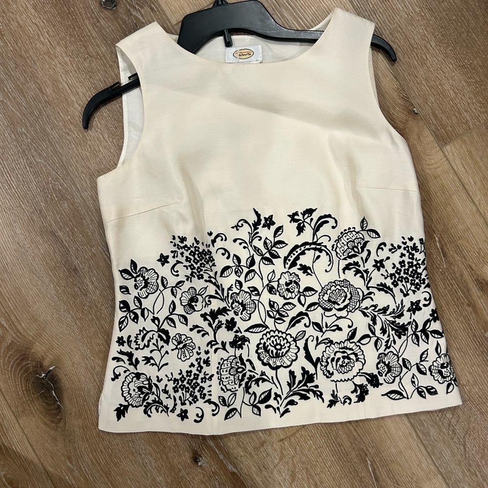 Talbots Cream and Black Floral Blouse - Picture 2 of 4